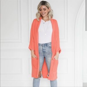 The Skinny X The Birds Papaya Erinn cardigan. One size. Orange / Papaya Color